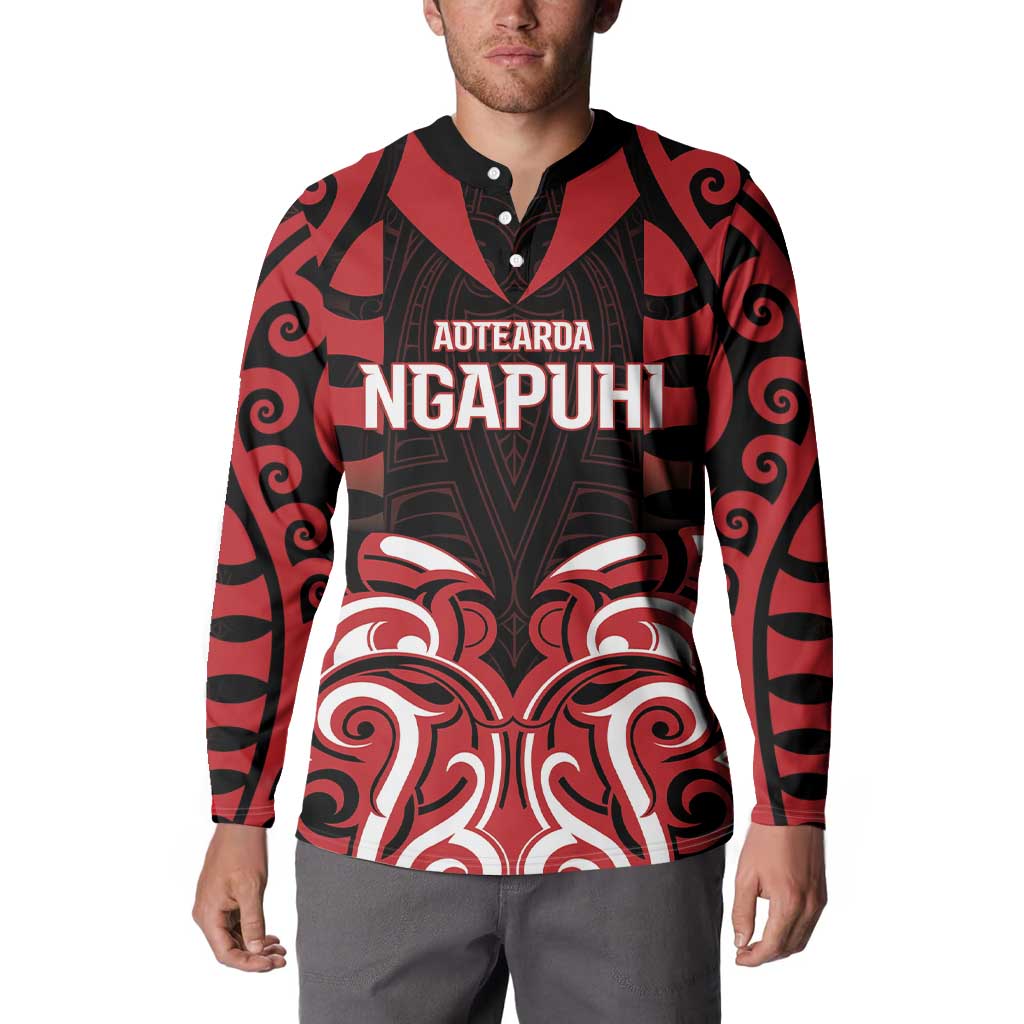 Custom Aotearoa Ngapuhi Button Sweatshirt Maori Pattern New Zealand - Polynesian Pride