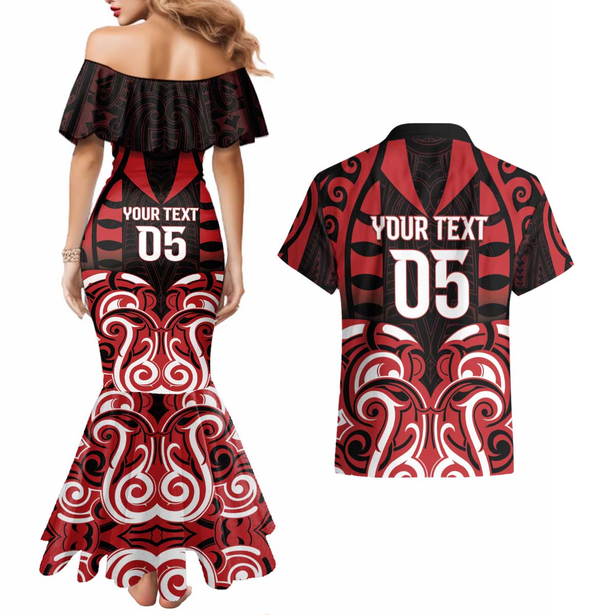 Custom Aotearoa Ngapuhi Couples Matching Mermaid Dress and Hawaiian Shirt Maori Pattern New Zealand - Polynesian Pride