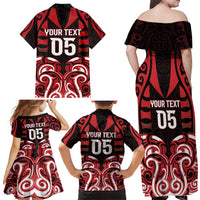 Custom Aotearoa Ngapuhi Family Matching Off Shoulder Maxi Dress and Hawaiian Shirt Maori Pattern New Zealand - Polynesian Pride