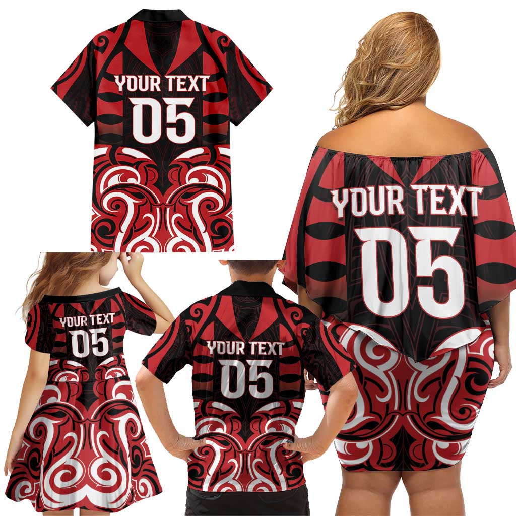 Custom Aotearoa Ngapuhi Family Matching Off Shoulder Short Dress and Hawaiian Shirt Maori Pattern New Zealand - Polynesian Pride
