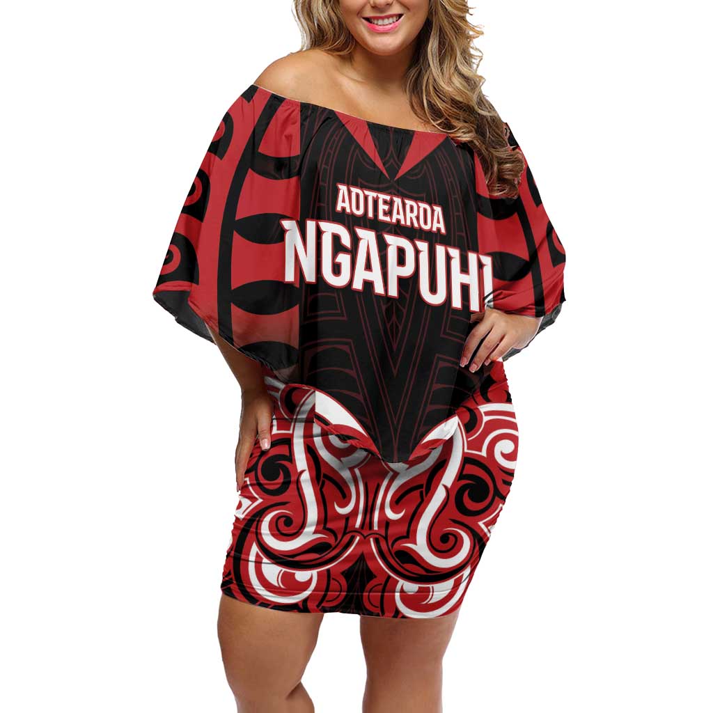 Custom Aotearoa Ngapuhi Family Matching Off Shoulder Short Dress and Hawaiian Shirt Maori Pattern New Zealand - Polynesian Pride