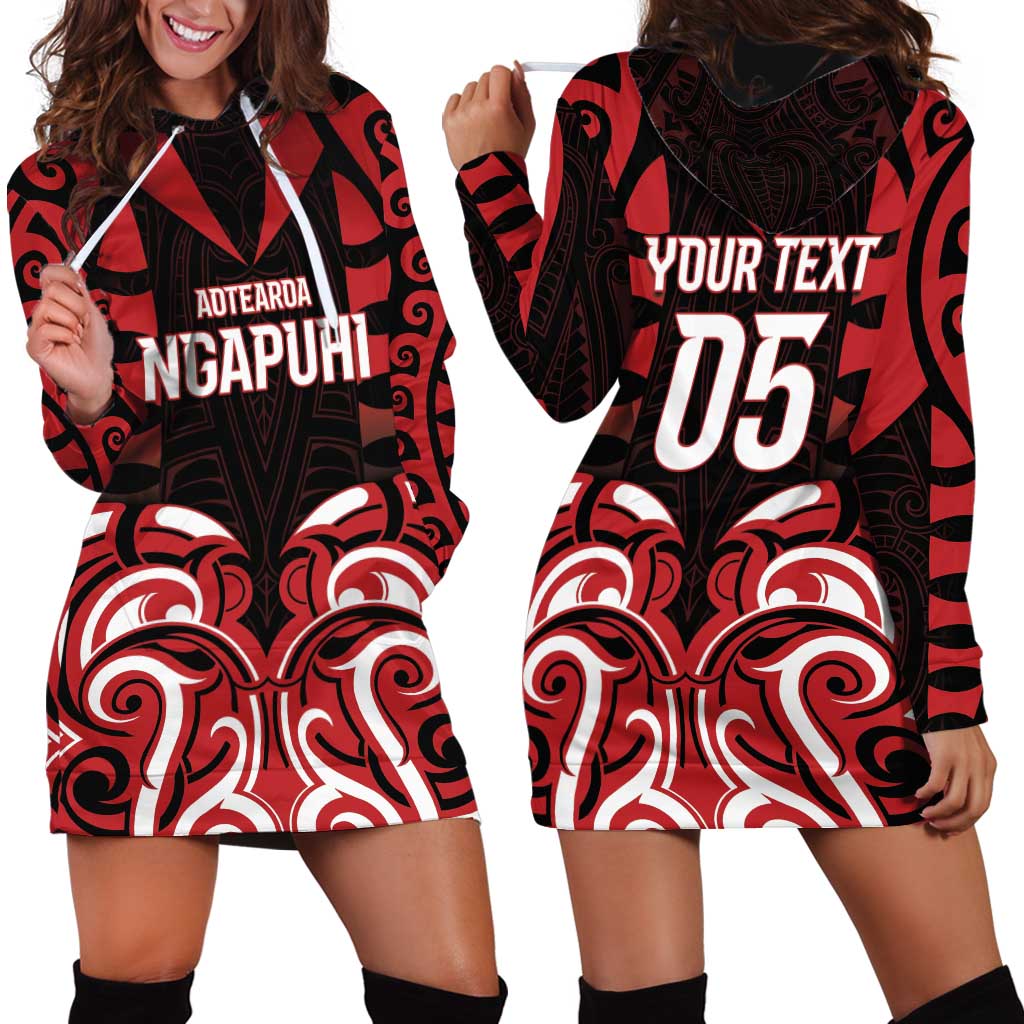 Custom Aotearoa Ngapuhi Hoodie Dress Maori Pattern New Zealand - Polynesian Pride