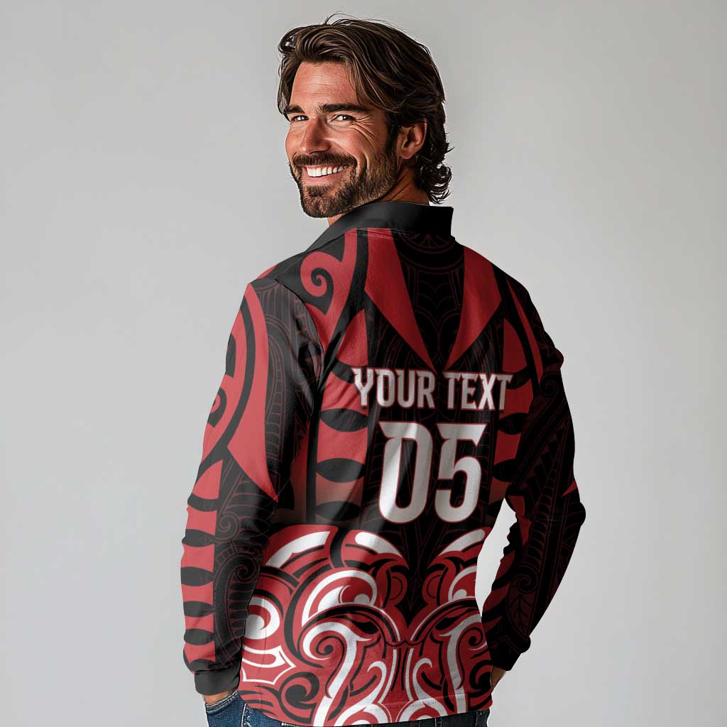 Custom Aotearoa Ngapuhi Long Sleeve Polo Shirt Maori Pattern New Zealand - Polynesian Pride