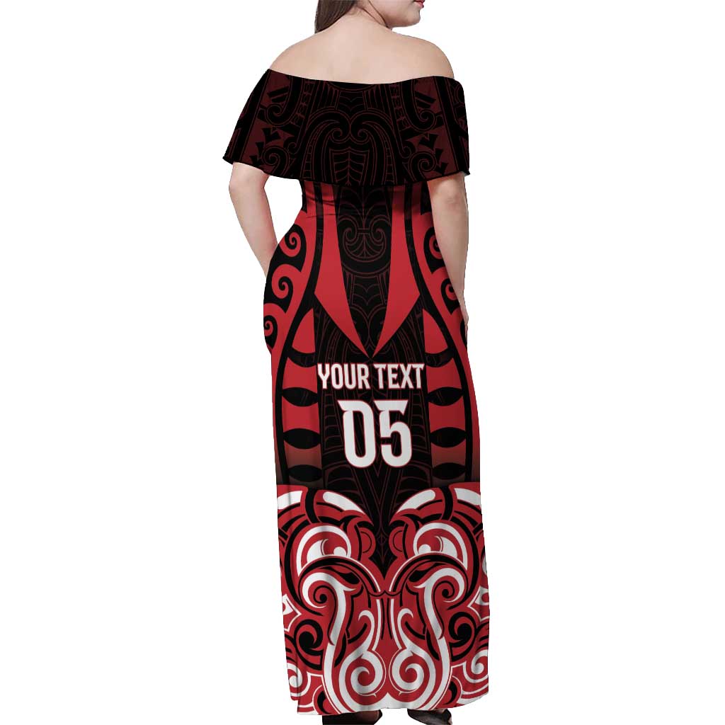 Custom Aotearoa Ngapuhi Off Shoulder Maxi Dress Maori Pattern New Zealand - Polynesian Pride