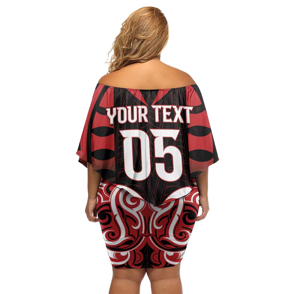 Custom Aotearoa Ngapuhi Off Shoulder Short Dress Maori Pattern New Zealand - Polynesian Pride
