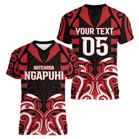 Custom Aotearoa Ngapuhi Women V-Neck T-Shirt Maori Pattern New Zealand - Polynesian Pride