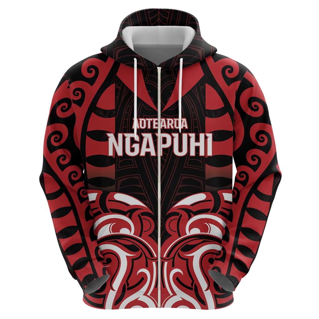 Custom Aotearoa Ngapuhi Zip Hoodie Maori Pattern New Zealand - Polynesian Pride