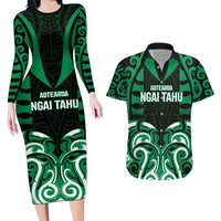 Custom Aotearoa Ngai Tahu Couples Matching Long Sleeve Bodycon Dress and Hawaiian Shirt Maori Pattern New Zealand - Polynesian Pride