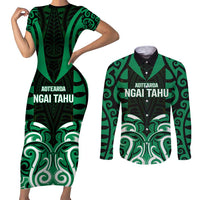 Custom Aotearoa Ngai Tahu Couples Matching Short Sleeve Bodycon Dress and Long Sleeve Button Shirt Maori Pattern New Zealand - Polynesian Pride