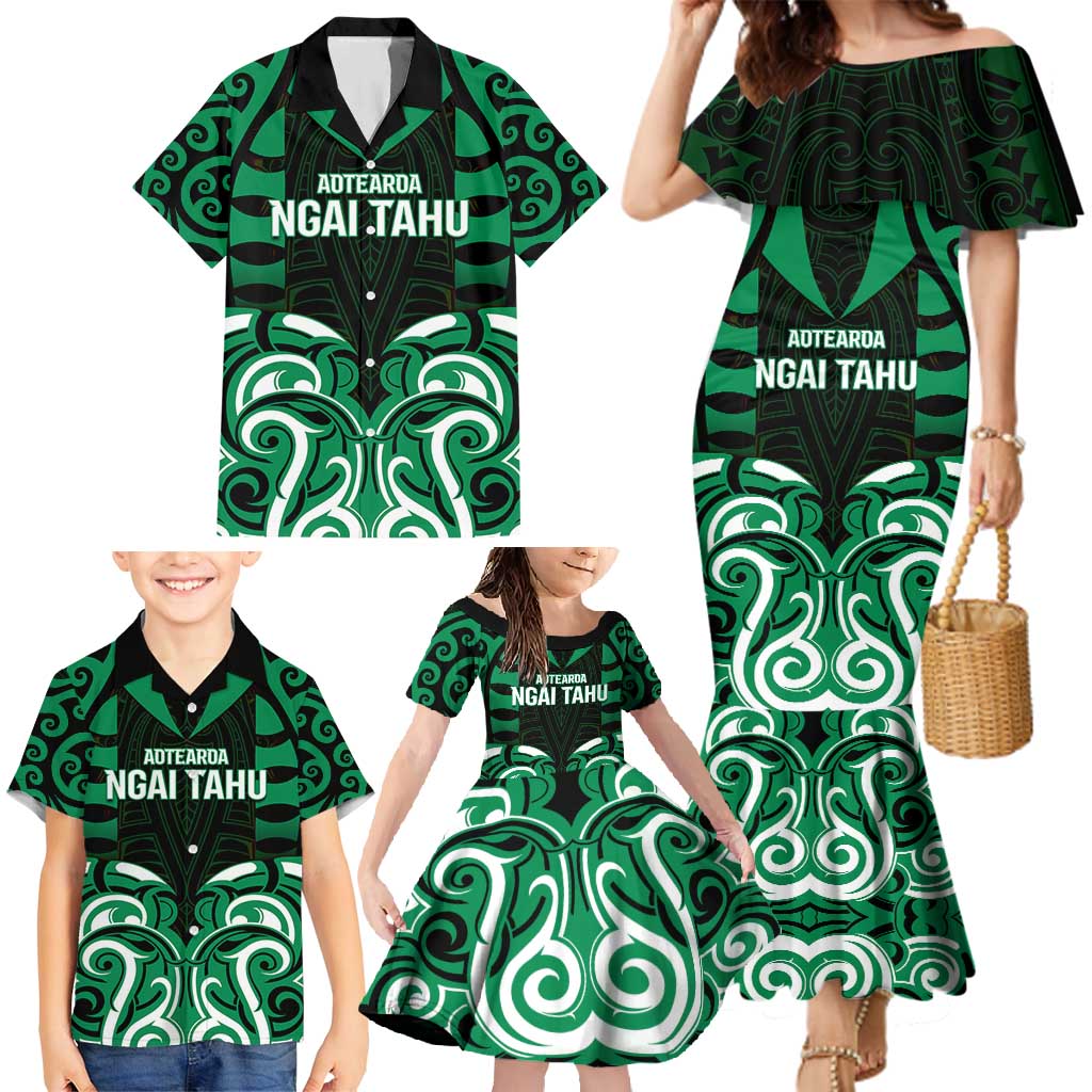 Custom Aotearoa Ngai Tahu Family Matching Mermaid Dress and Hawaiian Shirt Maori Pattern New Zealand - Polynesian Pride