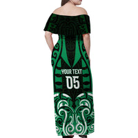 Custom Aotearoa Ngai Tahu Family Matching Off Shoulder Maxi Dress and Hawaiian Shirt Maori Pattern New Zealand - Polynesian Pride
