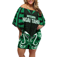 Custom Aotearoa Ngai Tahu Family Matching Off Shoulder Short Dress and Hawaiian Shirt Maori Pattern New Zealand - Polynesian Pride
