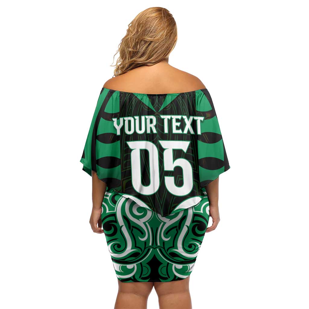 Custom Aotearoa Ngai Tahu Family Matching Off Shoulder Short Dress and Hawaiian Shirt Maori Pattern New Zealand - Polynesian Pride