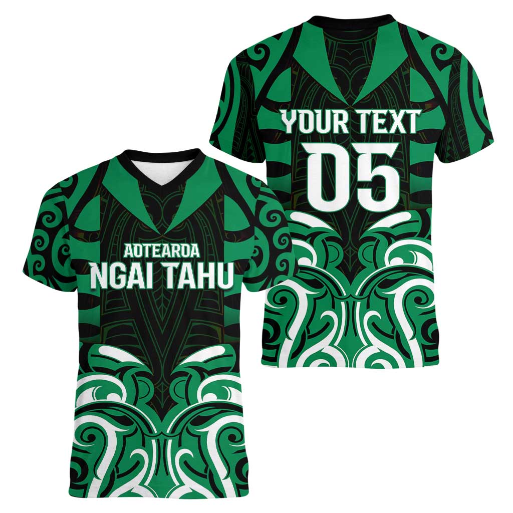 Custom Aotearoa Ngai Tahu Women V-Neck T-Shirt Maori Pattern New Zealand - Polynesian Pride