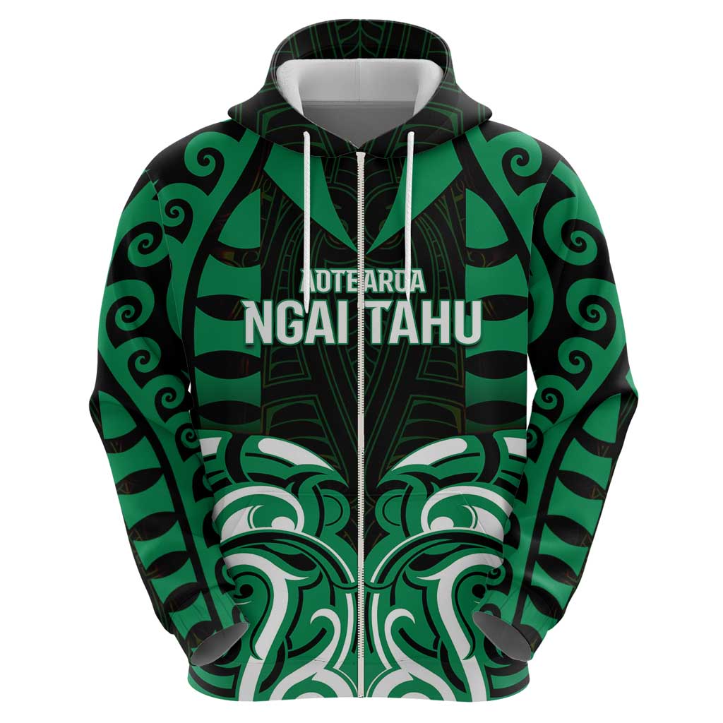 Custom Aotearoa Ngai Tahu Zip Hoodie Maori Pattern New Zealand - Polynesian Pride