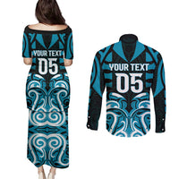 Custom Aotearoa Ngati Porou Couples Matching Puletasi and Long Sleeve Button Shirt Maori Pattern New Zealand - Polynesian Pride