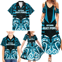 Custom Aotearoa Ngati Porou Family Matching Summer Maxi Dress and Hawaiian Shirt Maori Pattern New Zealand - Polynesian Pride