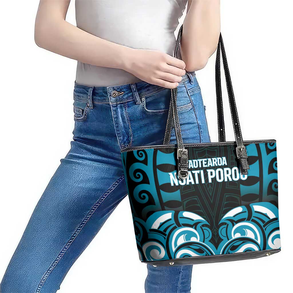 Aotearoa Ngati Porou Leather Tote Bag Maori Pattern New Zealand - Polynesian Pride