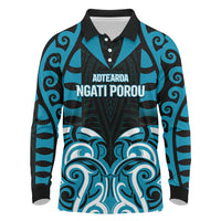 Custom Aotearoa Ngati Porou Long Sleeve Polo Shirt Maori Pattern New Zealand - Polynesian Pride