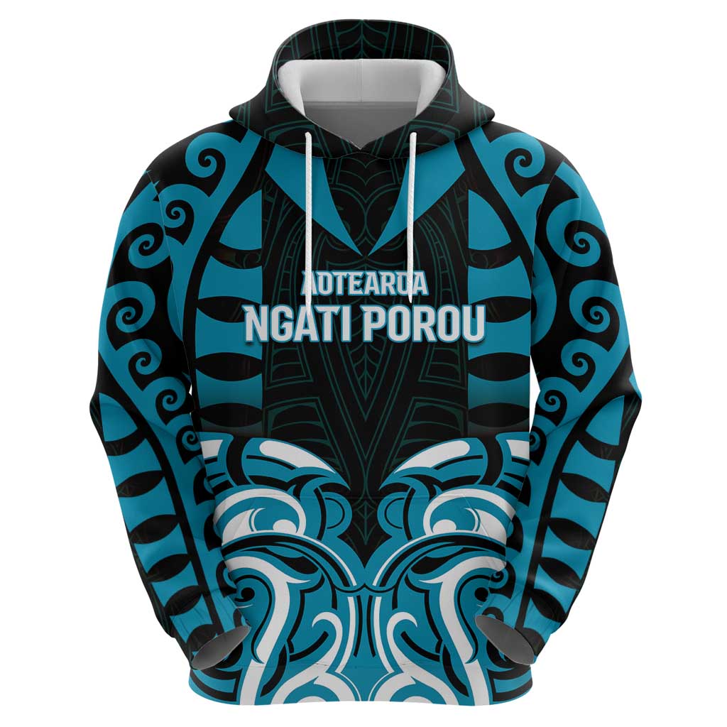 Custom Aotearoa Ngati Porou Zip Hoodie Maori Pattern New Zealand - Polynesian Pride
