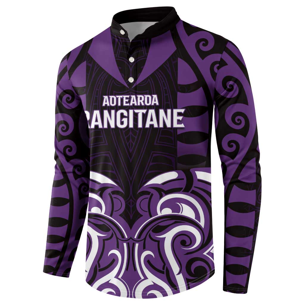 Custom Aotearoa Rangitane Button Sweatshirt Maori Pattern New Zealand - Polynesian Pride