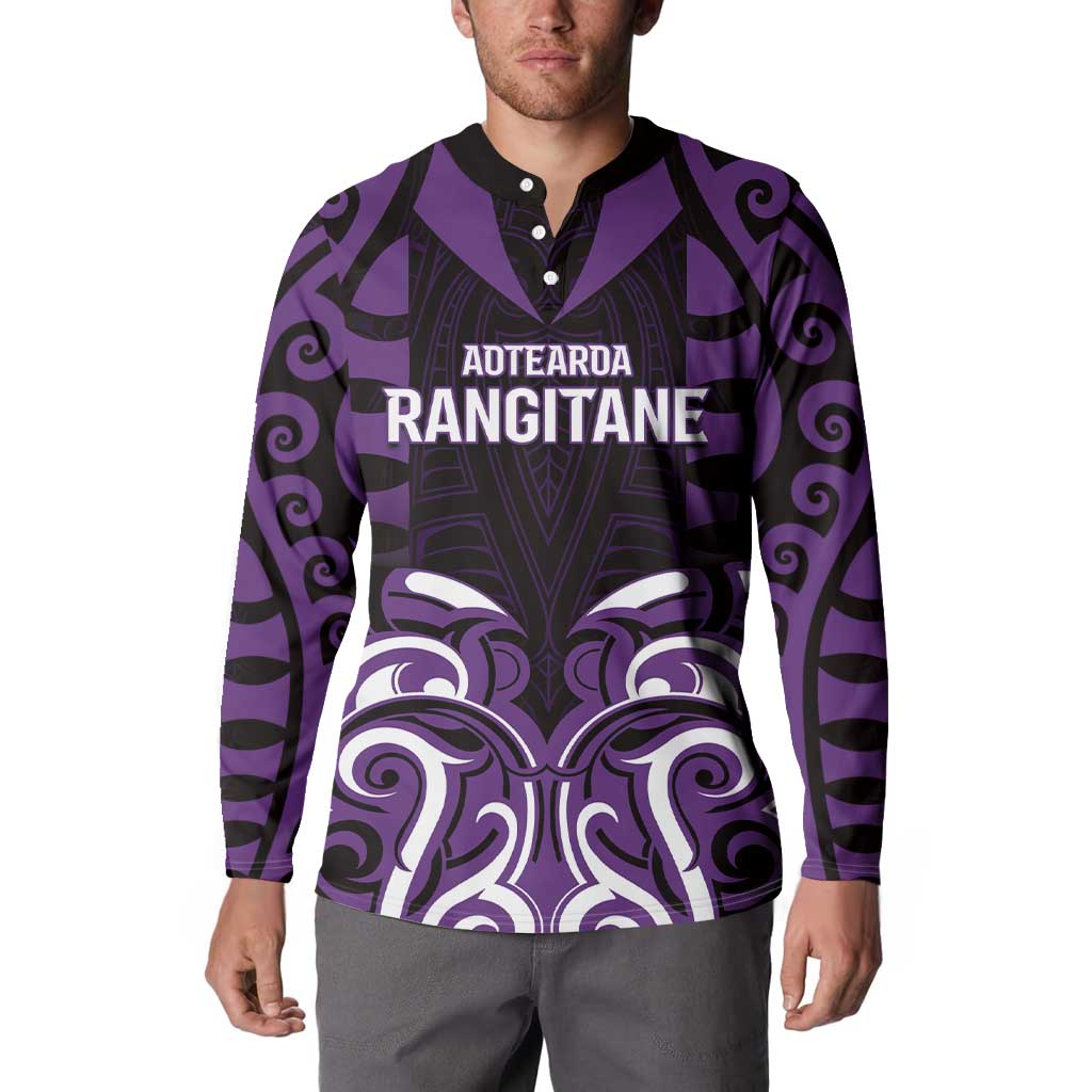 Custom Aotearoa Rangitane Button Sweatshirt Maori Pattern New Zealand - Polynesian Pride