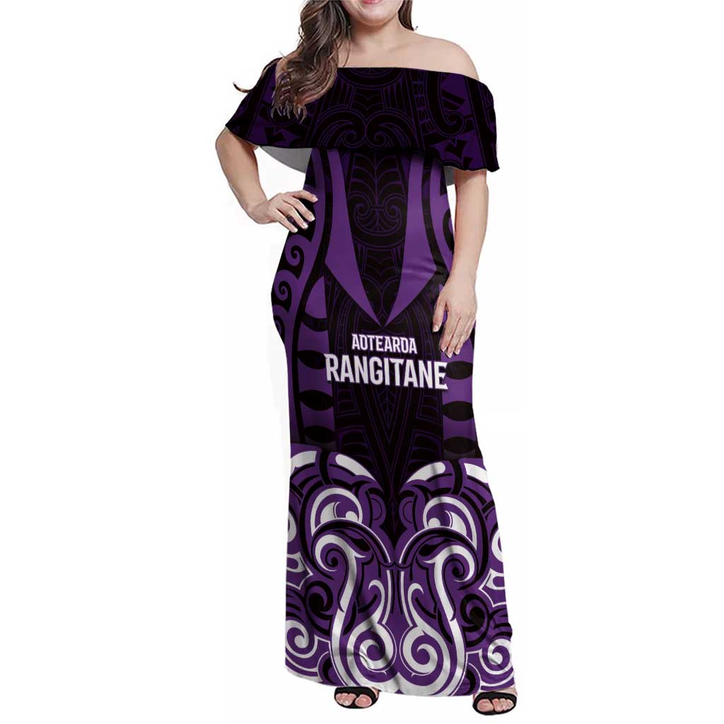 Custom Aotearoa Rangitane Family Matching Off Shoulder Maxi Dress and Hawaiian Shirt Maori Pattern New Zealand - Polynesian Pride