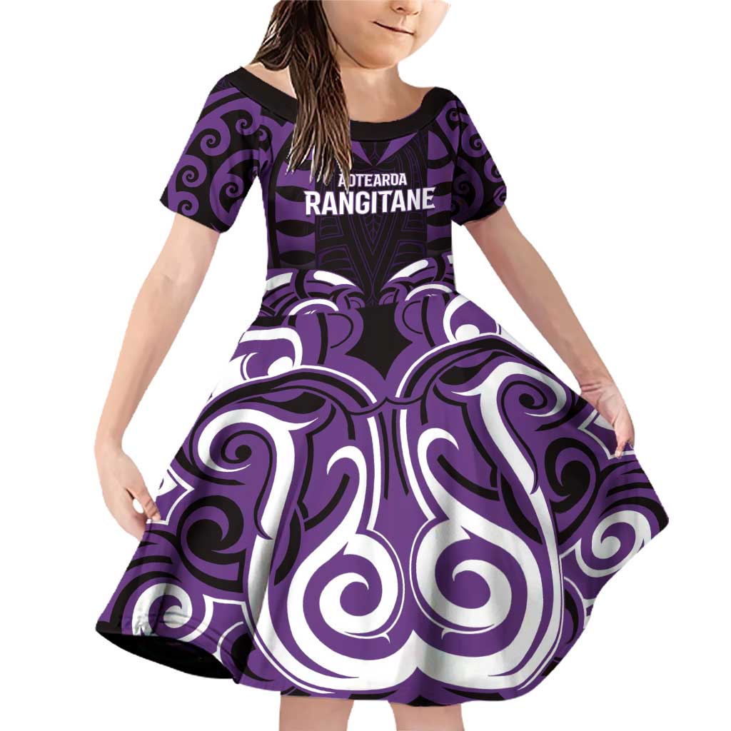 Custom Aotearoa Rangitane Family Matching Off Shoulder Short Dress and Hawaiian Shirt Maori Pattern New Zealand - Polynesian Pride