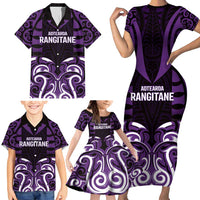 Custom Aotearoa Rangitane Family Matching Short Sleeve Bodycon Dress and Hawaiian Shirt Maori Pattern New Zealand - Polynesian Pride