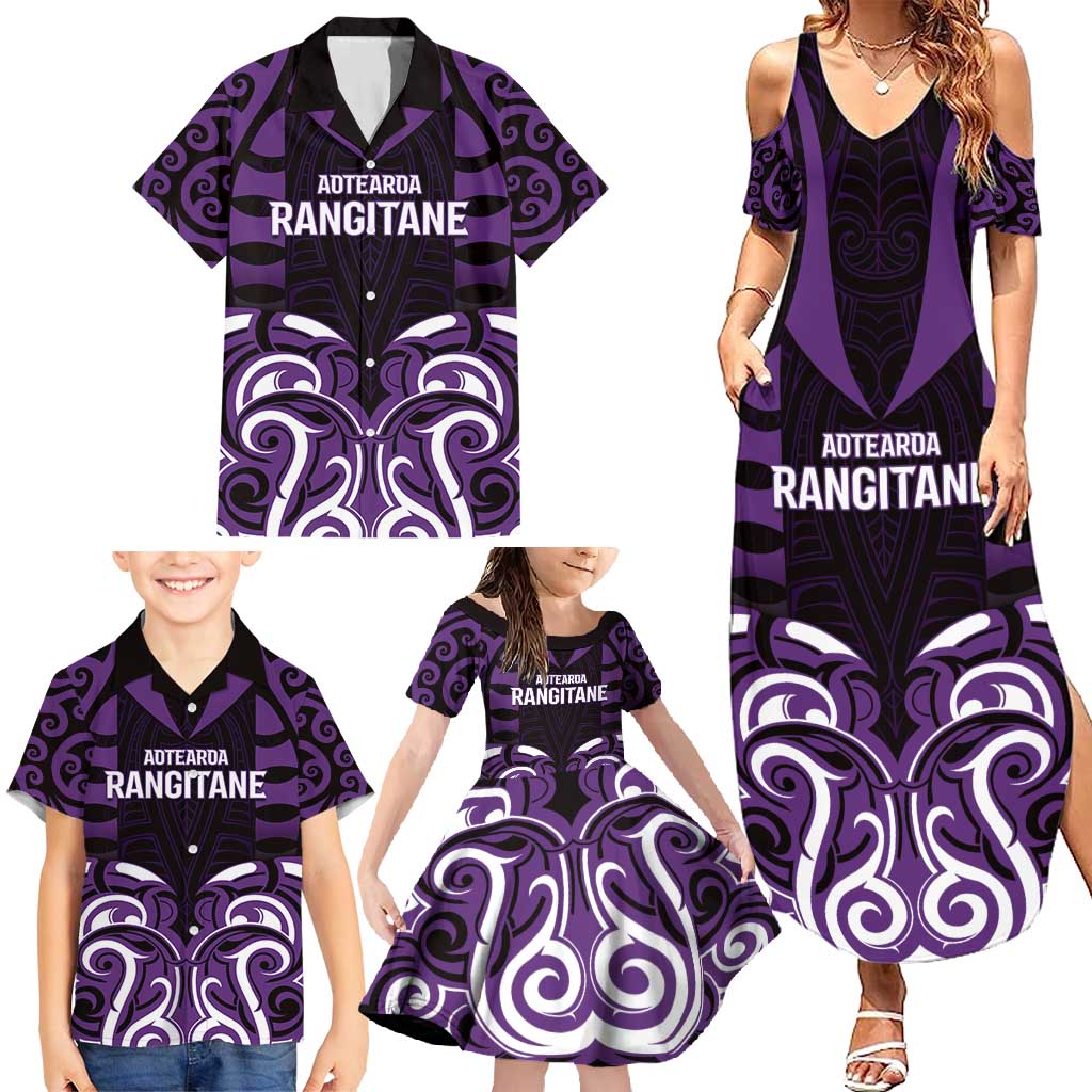 Custom Aotearoa Rangitane Family Matching Summer Maxi Dress and Hawaiian Shirt Maori Pattern New Zealand - Polynesian Pride