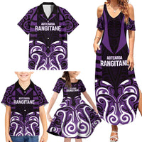 Custom Aotearoa Rangitane Family Matching Summer Maxi Dress and Hawaiian Shirt Maori Pattern New Zealand - Polynesian Pride