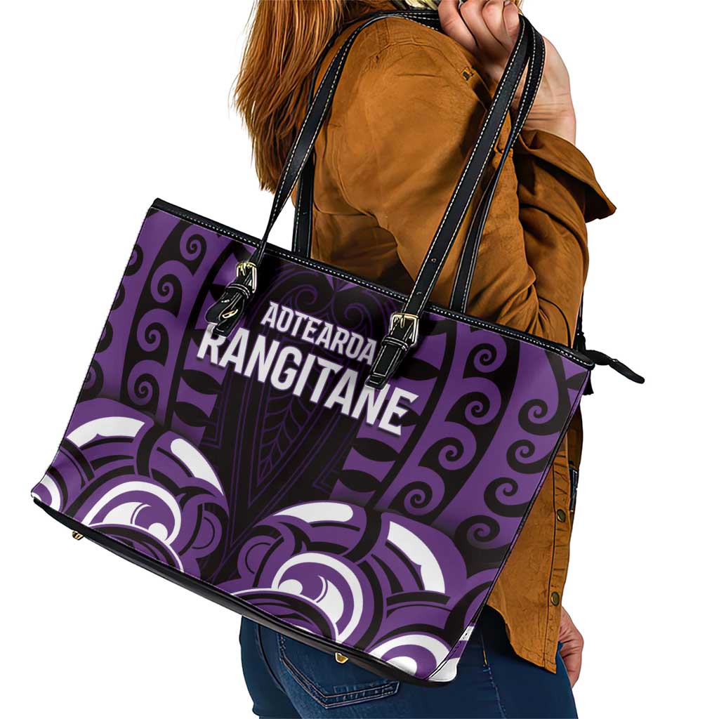 Aotearoa Rangitane Leather Tote Bag Maori Pattern New Zealand - Polynesian Pride