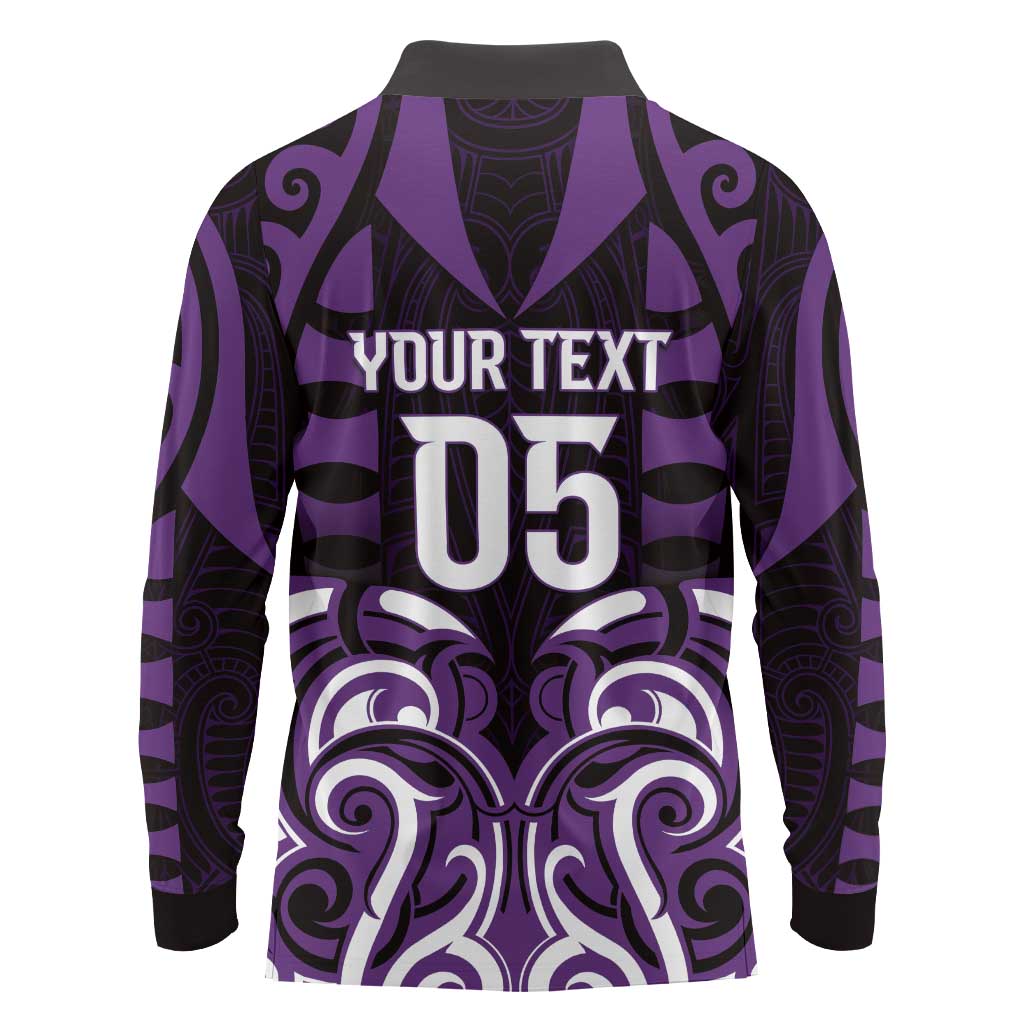 Custom Aotearoa Rangitane Long Sleeve Polo Shirt Maori Pattern New Zealand - Polynesian Pride