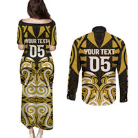 Custom Aotearoa Taranaki Couples Matching Puletasi and Long Sleeve Button Shirt Maori Pattern New Zealand - Polynesian Pride