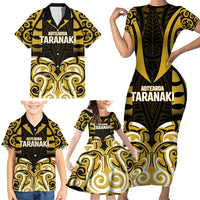 Custom Aotearoa Taranaki Family Matching Short Sleeve Bodycon Dress and Hawaiian Shirt Maori Pattern New Zealand - Polynesian Pride