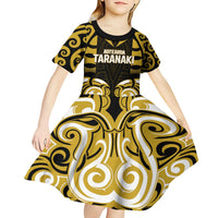 Custom Aotearoa Taranaki Kid Short Sleeve Dress Maori Pattern New Zealand - Polynesian Pride
