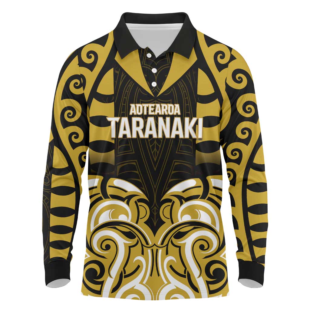 Custom Aotearoa Taranaki Long Sleeve Polo Shirt Maori Pattern New Zealand - Polynesian Pride