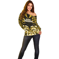Custom Aotearoa Taranaki Off Shoulder Sweater Maori Pattern New Zealand - Polynesian Pride