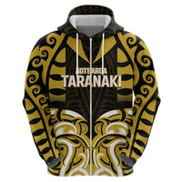 Custom Aotearoa Taranaki Zip Hoodie Maori Pattern New Zealand - Polynesian Pride