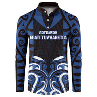 Custom Aotearoa Ngati Tuwharetoa Button Sweatshirt Maori Pattern New Zealand - Polynesian Pride