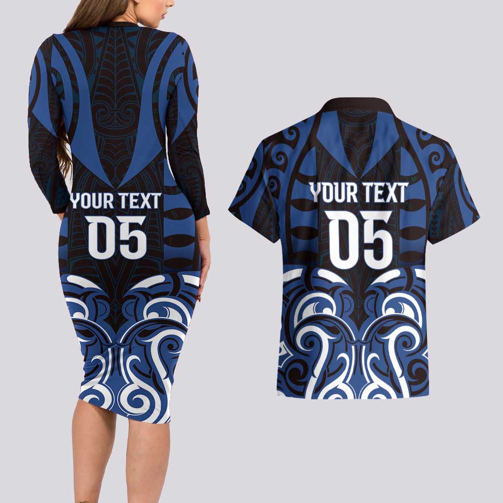 Custom Aotearoa Ngati Tuwharetoa Couples Matching Long Sleeve Bodycon Dress and Hawaiian Shirt Maori Pattern New Zealand - Polynesian Pride