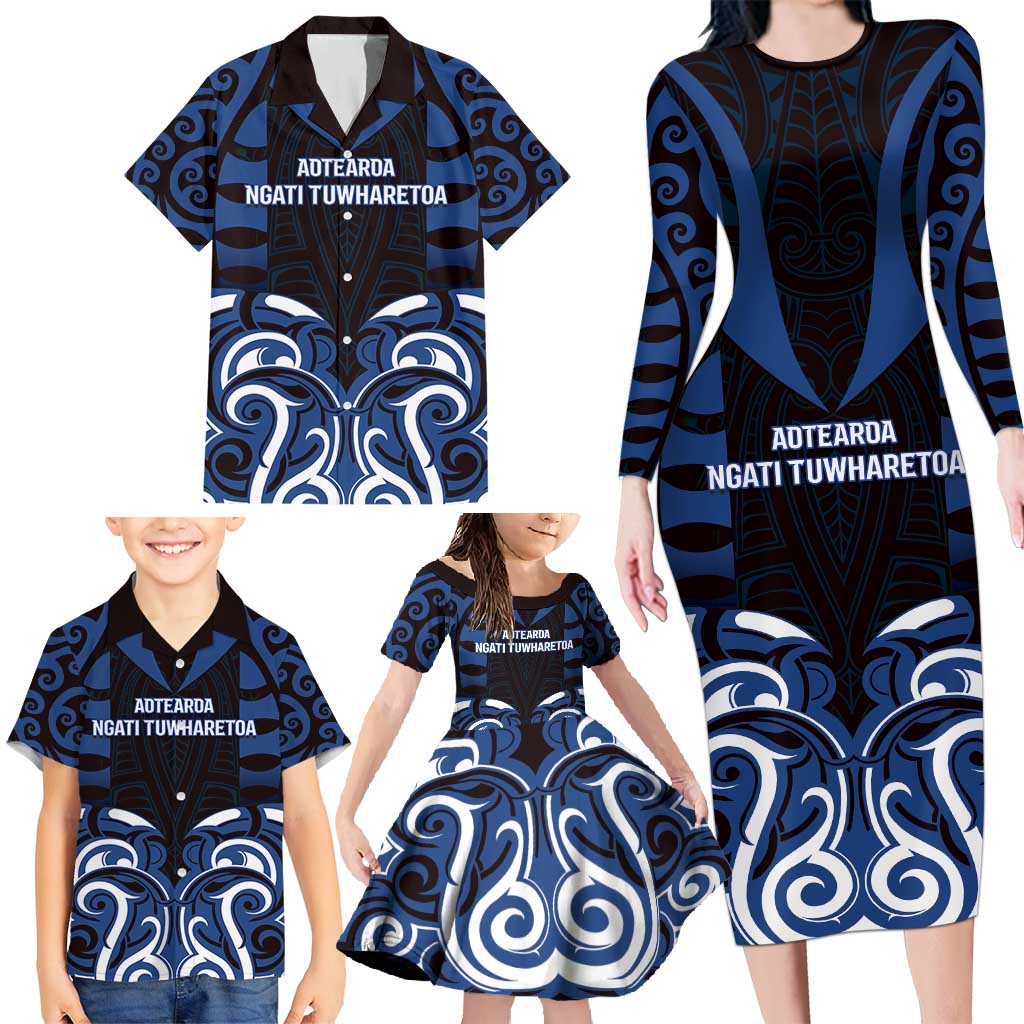 Custom Aotearoa Ngati Tuwharetoa Family Matching Long Sleeve Bodycon Dress and Hawaiian Shirt Maori Pattern New Zealand - Polynesian Pride