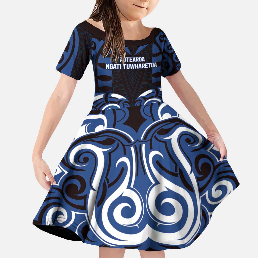 Custom Aotearoa Ngati Tuwharetoa Family Matching Off Shoulder Maxi Dress and Hawaiian Shirt Maori Pattern New Zealand - Polynesian Pride