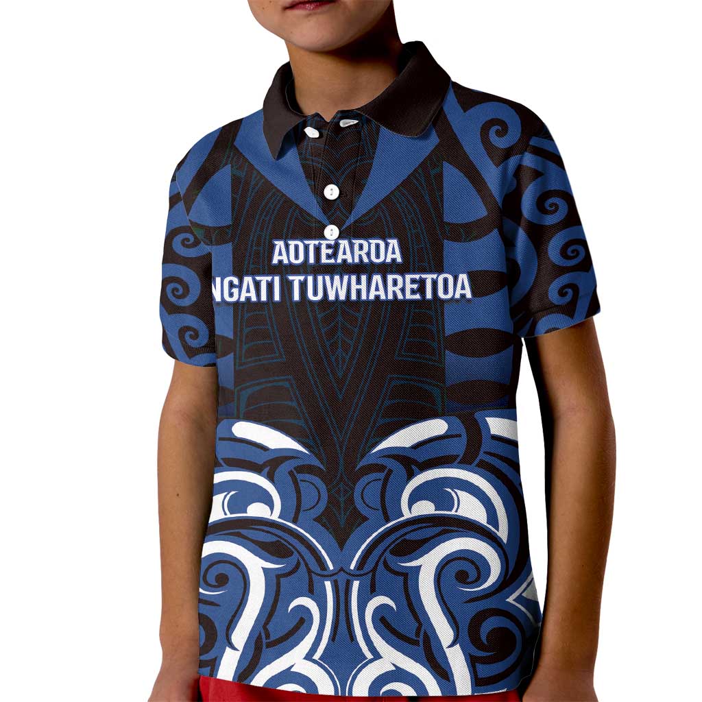 Custom Aotearoa Ngati Tuwharetoa Kid Polo Shirt Maori Pattern New Zealand - Polynesian Pride