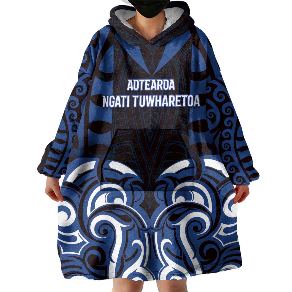 Custom Aotearoa Ngati Tuwharetoa Wearable Blanket Hoodie Maori Pattern New Zealand - Polynesian Pride