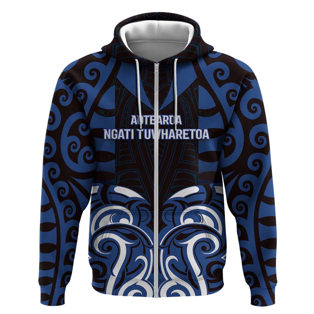 Custom Aotearoa Ngati Tuwharetoa Zip Hoodie Maori Pattern New Zealand - Polynesian Pride