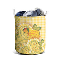Hawaii Palaka Laundry Basket Cute Ripe Mango Turtle On The Waves