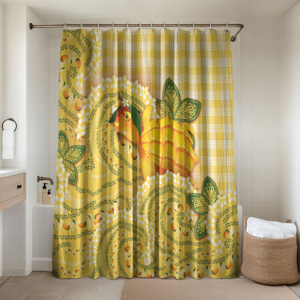 Hawaii Palaka Bathroom Set Cute Ripe Mango Turtle On The Waves