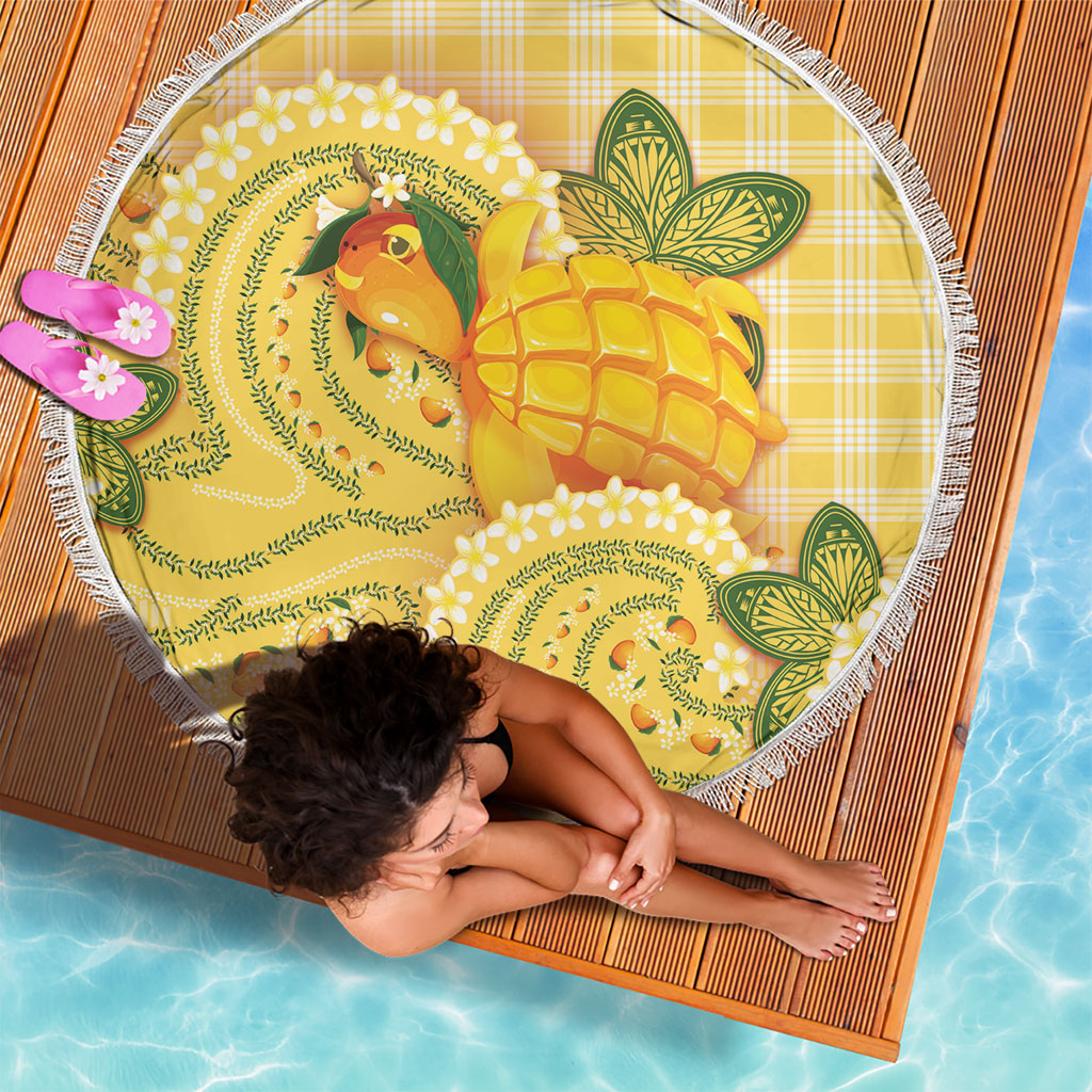 Hawaii Palaka Beach Blanket Cute Ripe Mango Turtle On The Waves