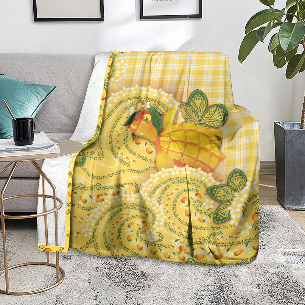 Hawaii Palaka Blanket Cute Ripe Mango Turtle On The Waves